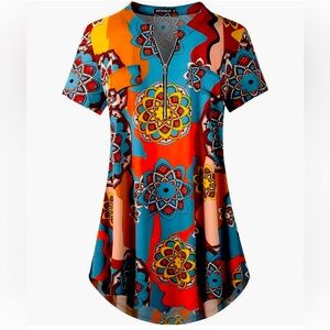 Summer zipper short sleeve top